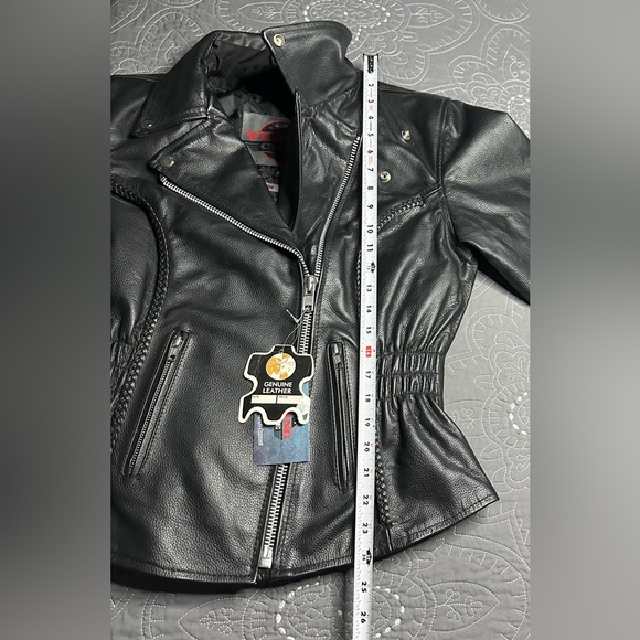 Viking Cycle Women’s Black Leather Motorcycle Jacket NWT Size Medium - Picture 9 of 14